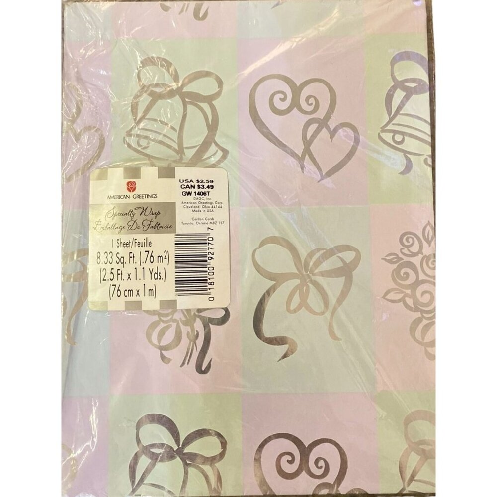 Vintage American Greetings Wedding Gift Wrap NEW Wedding Bridal Shower